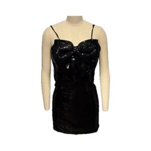 Ronny Kobo Collection Black Sequin Bow Mini Dress.
Inventory 0116